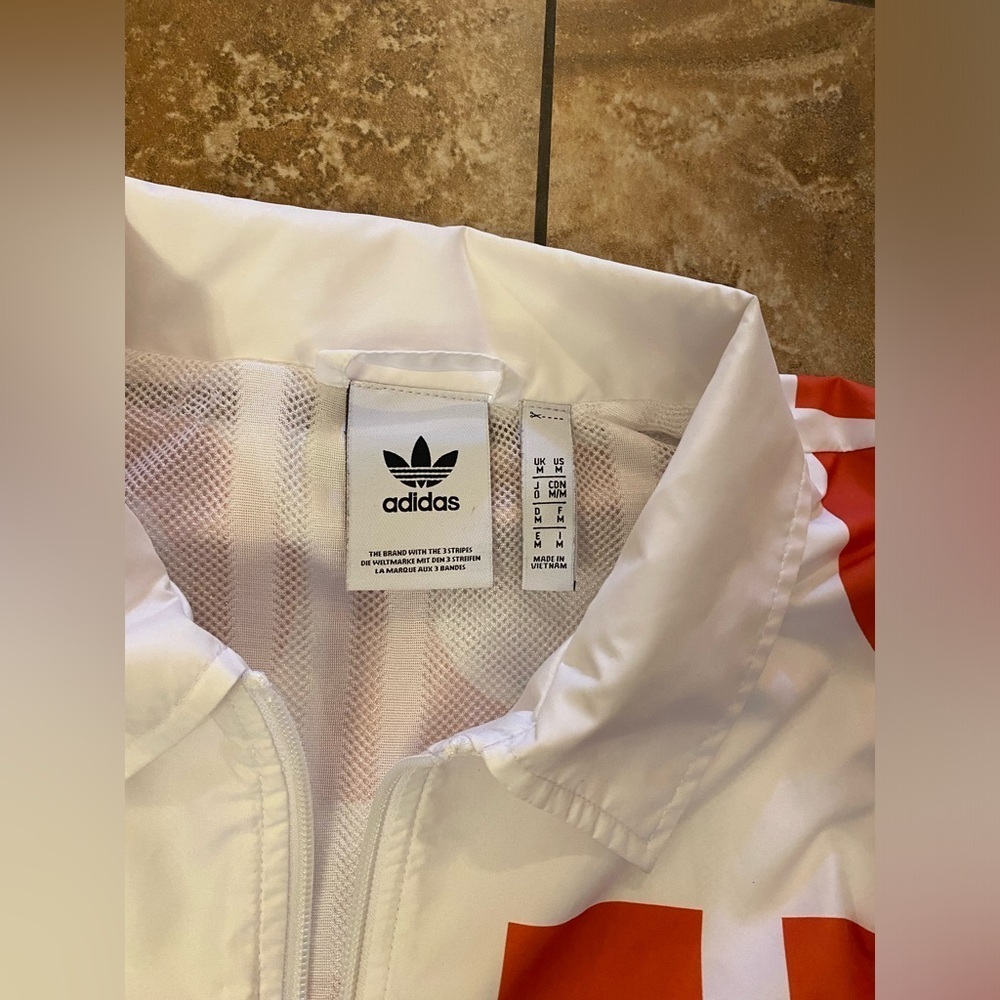 adidas Originals Big Adi Windbreaker Jacket - White/Orange - Size M - Picture 7 of 16
